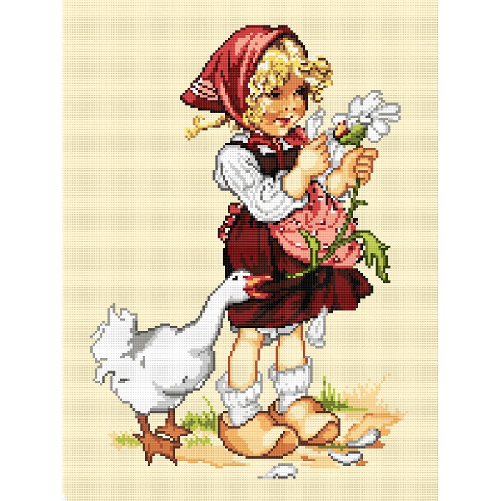 Goblen Ma iubeste,nu ma iubeste... , Hudemas , kit goblen imprimat pe panza , cu fire mouline