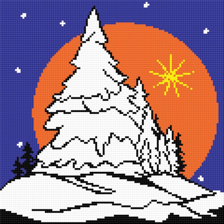 Goblen Iarna 3 , Hudemas , kit goblen cu diagrama alb negru , cu fire mouline