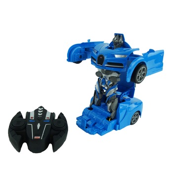 Robot Transformers cu telecomanda, deformare robot-masinuta, 17 cm, albastru/negru Robot Transformers cu telecomanda, deformare robot-masinuta, 17 cm, albastru/negru
