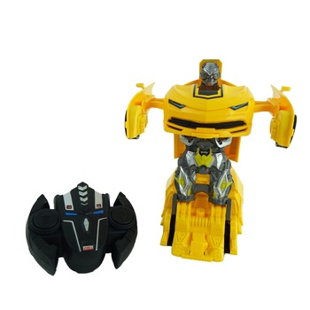 Robot Transformers cu telecomanda, deformare robot-masinuta, 17 cm, galben/negru Robot Transformers cu telecomanda, deformare robot-masinuta, 17 cm, galben/negru