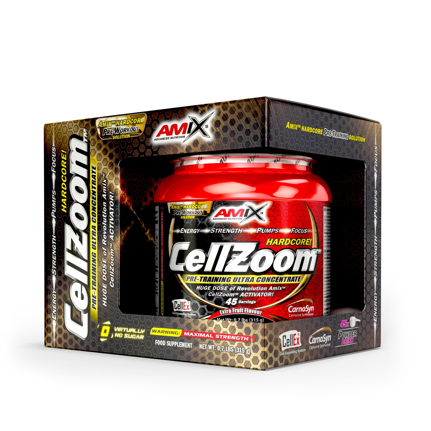Pudra energizanta Amix Cellzoom Zmeura Albastra 0.315 Kg
