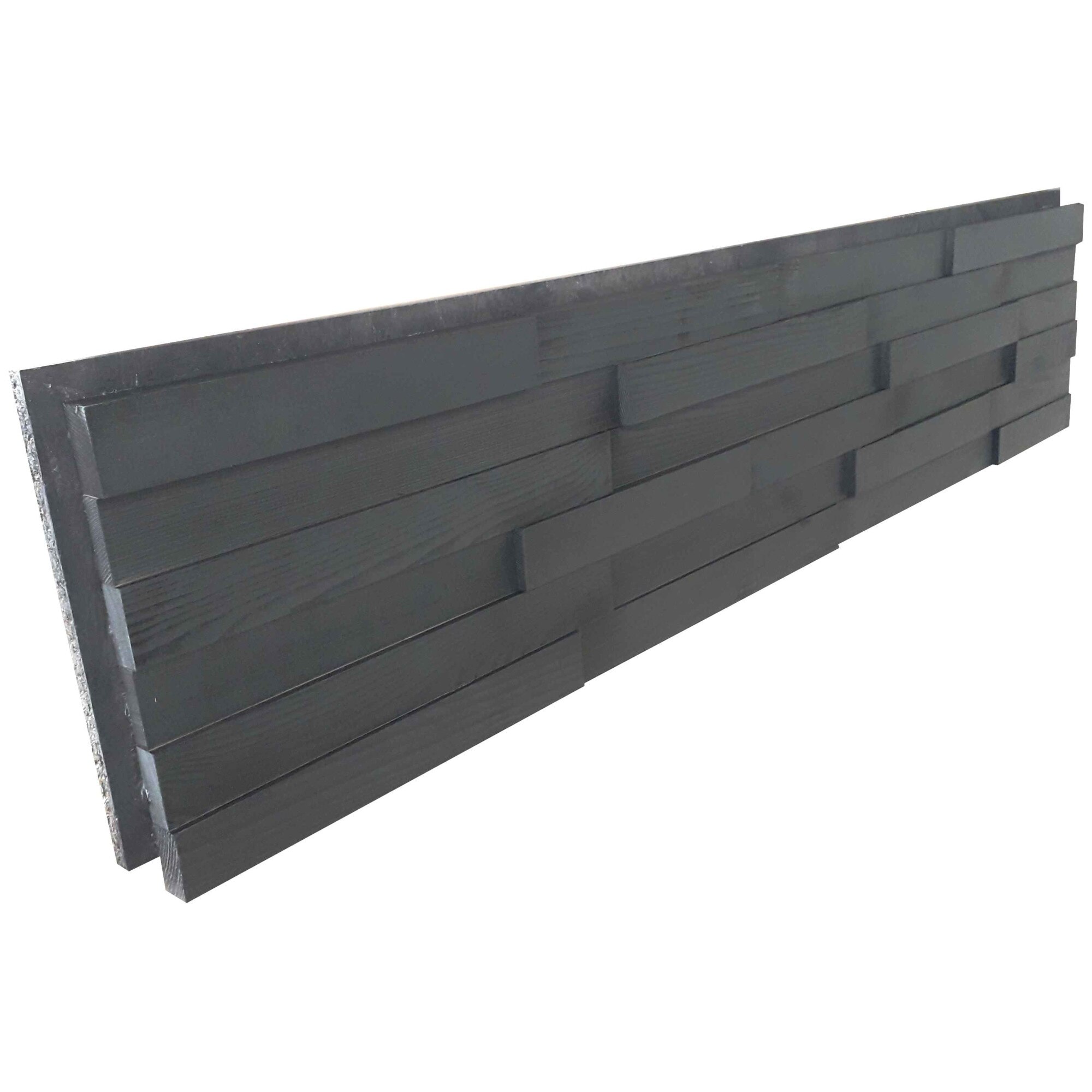 Panou decorativ 3D 1268x288x36 mm din lemn masiv, culoare negru
