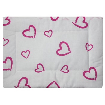 Perna slim, alba cu inimioare roz, 37x28cm Perna slim, alba cu inimioare roz, 37x28cm