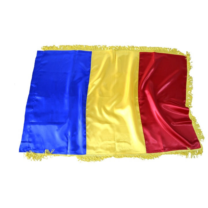 Steag ROMANIA - 1,35 x 0,90 m - SATIN DUBLU FRANJURI