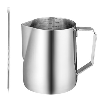 Set latiera si instrument tip stilou pentru decorare, SlowTon, Inox, 350 ml, Gradatie interioara, Argintiu Set latiera si instrument tip stilou pentru decorare, SlowTon, Inox, 350 ml, Gradatie interioara, Argintiu
