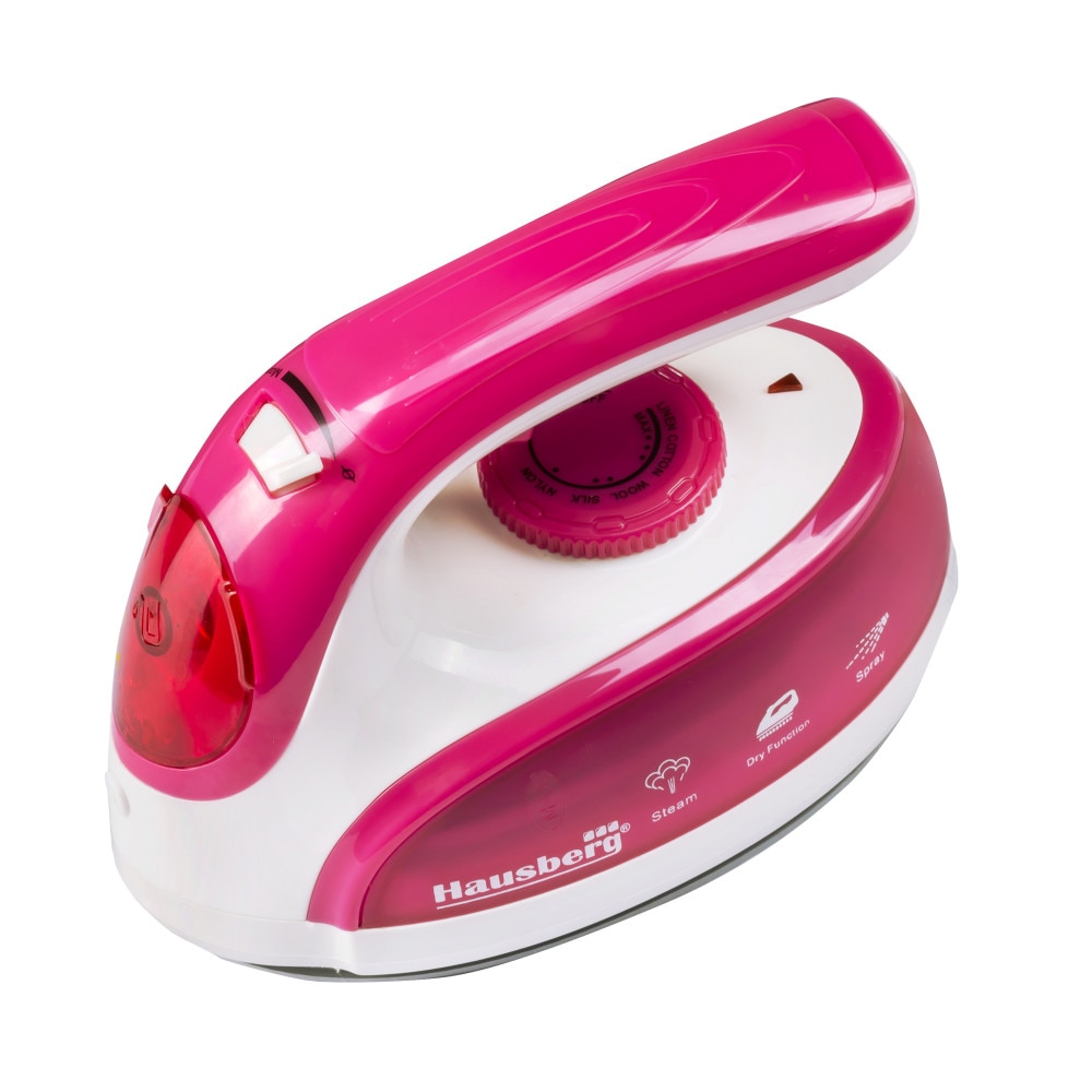 Fier calcat de voiaj Hausberg HB-7910RZ, 900 W, 15x12x7.5 cm, rezervor de apa 50 ml, Roz