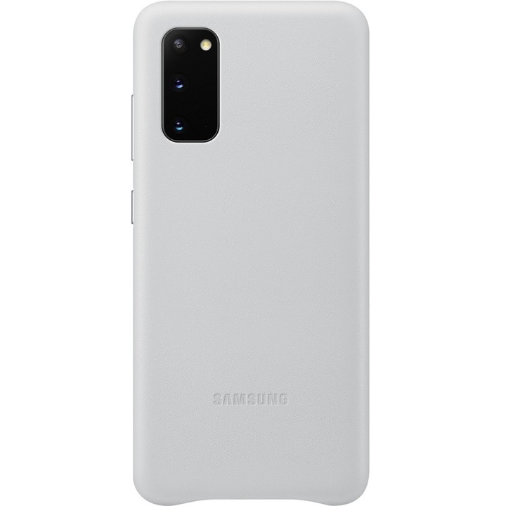 Оригинален Samsung Leather Cover Galaxy S20, естествена кожа, сребрист