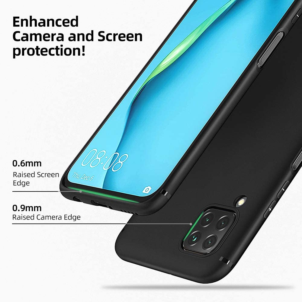 Set Husa protectie pentru Huawei P40 Lite, din silicon, Negru si folie protectie ecran, Joyshell
