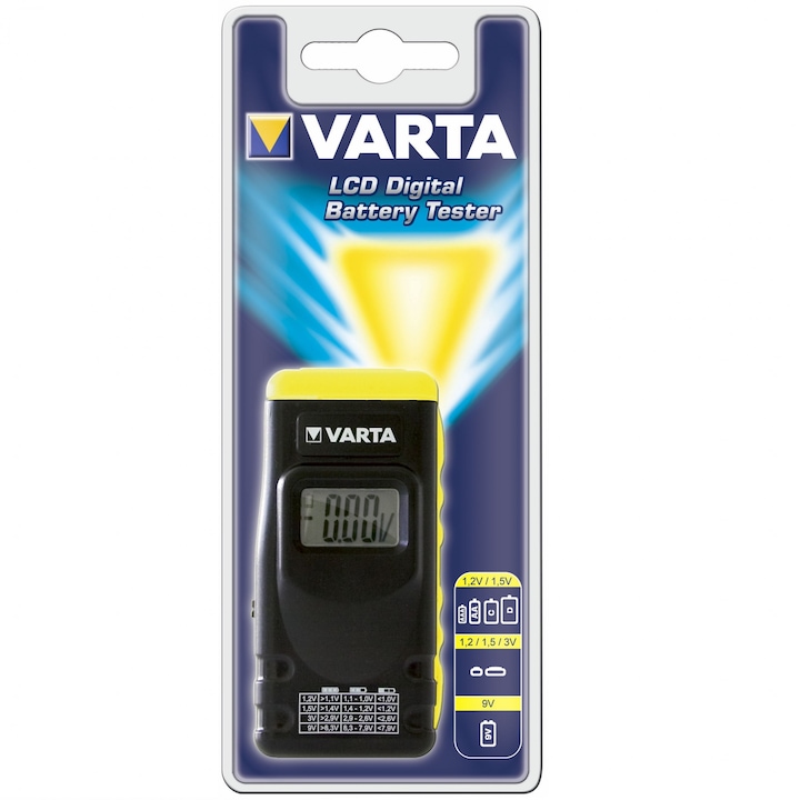 VARTA Digitális akkumulátor teszter, 891, LCD, Fekete