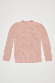 DeFacto, Pulover cu decolteu la baza gatului, Roz DeFacto, Pulover cu decolteu la baza gatului, Roz