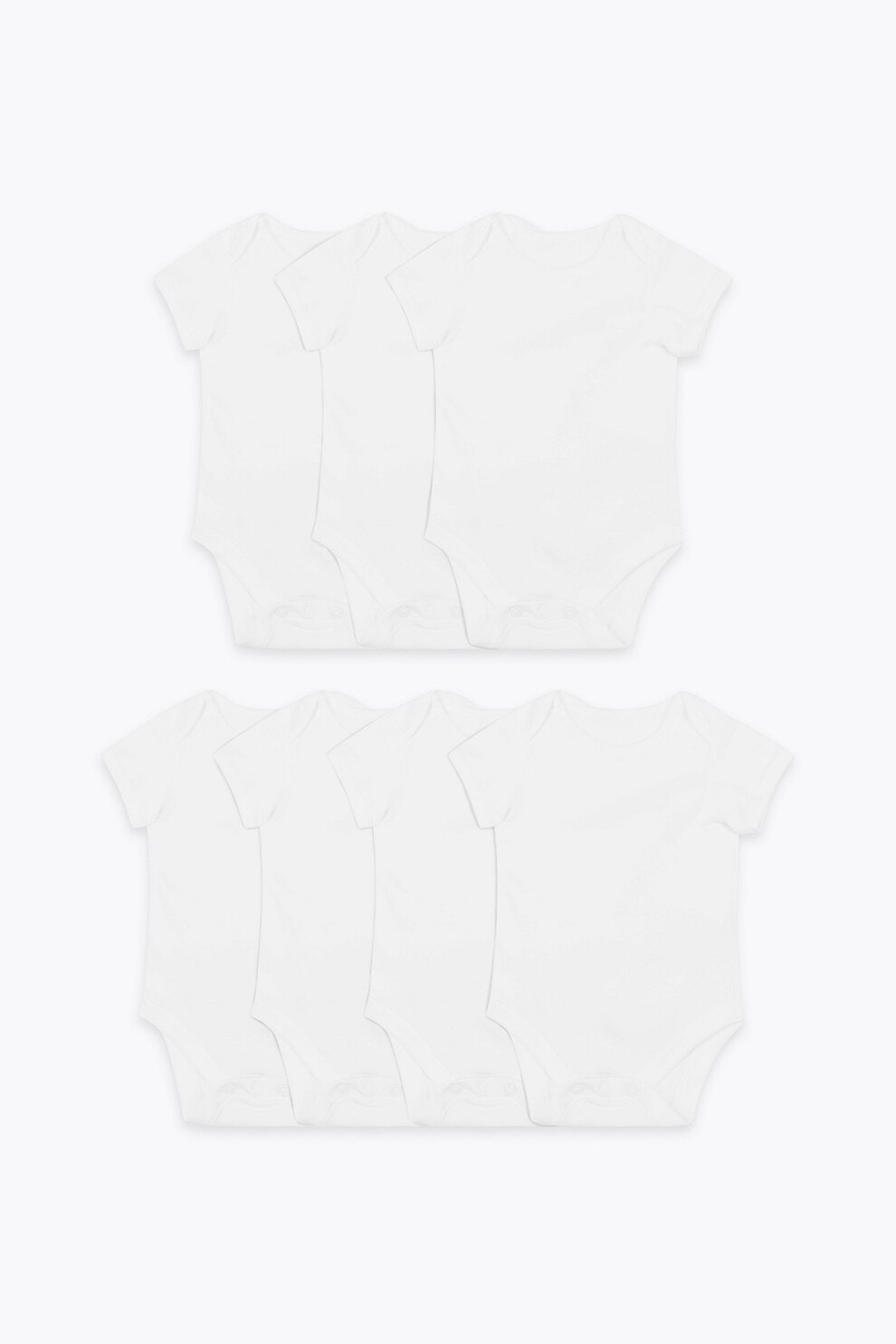 Marks & Spencer, Set 7 body-uri de bumbac, baieti, uni, Alb, Alb