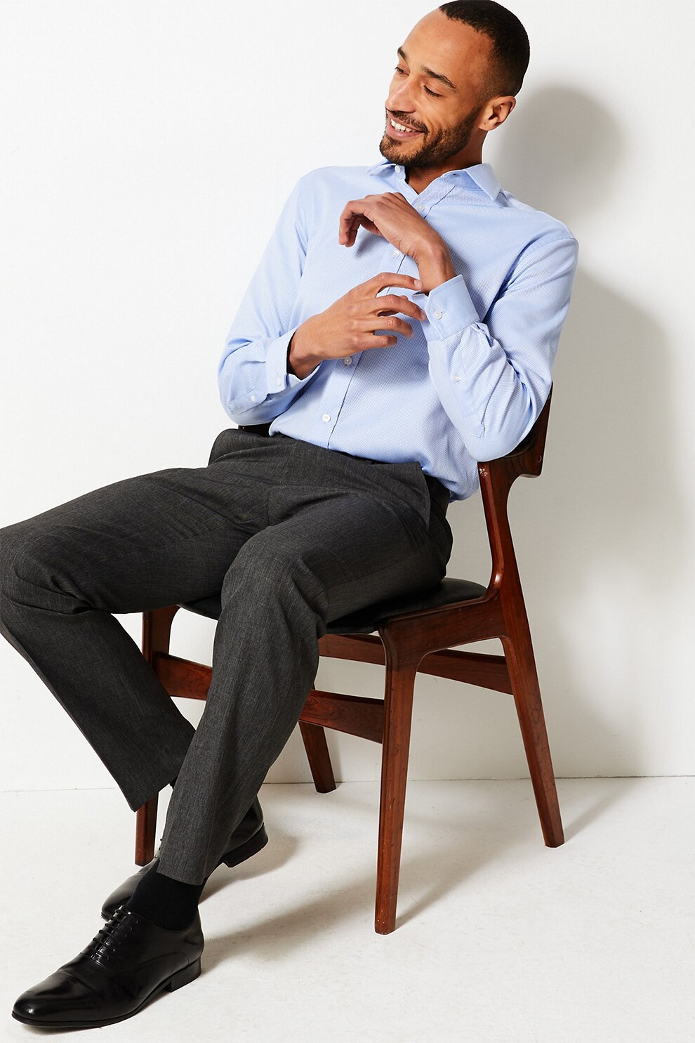 Marks & Spencer, Pantaloni chino, Gri inchis melange