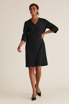 Marks & Spencer, Rochie dreapta cu decolteu in V, Negru Marks & Spencer, Rochie dreapta cu decolteu in V, Negru