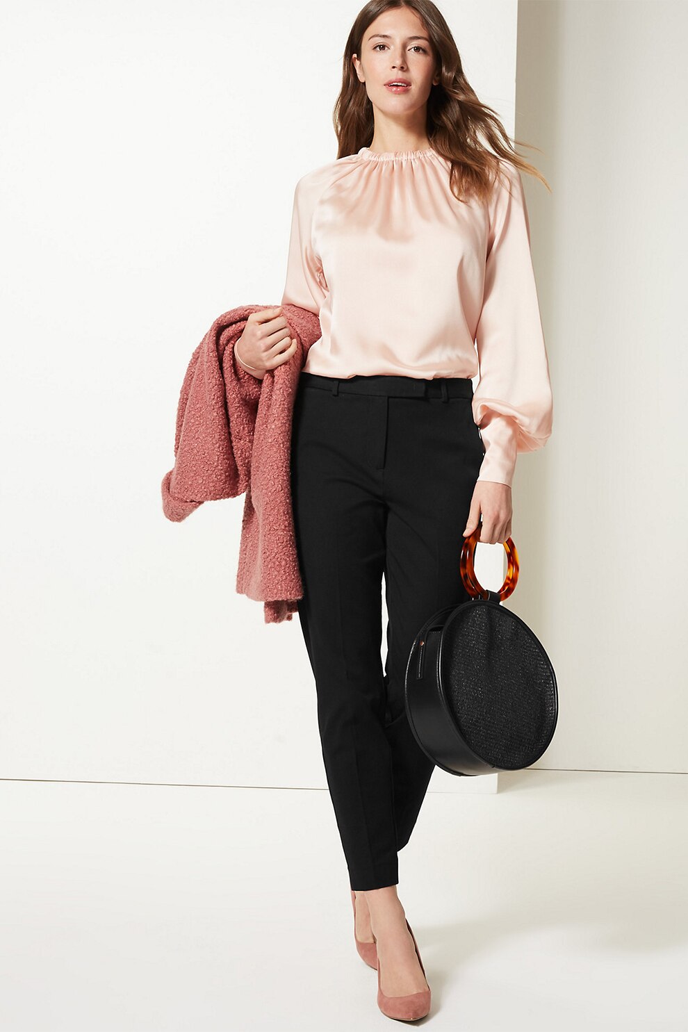 Marks & Spencer, Pantaloni crop slim fit, Negru