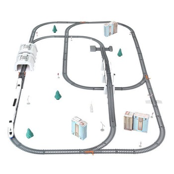 Circuit Trenulet Electric, Locomotiva cu 4 Vagoane, Pod Mobil, Tuneluri, Lungime Cale Ferata 900 CM, Efecte Luminoase, Elemente de Decor, Model Realist Circuit Trenulet Electric, Locomotiva cu 4 Vagoane, Pod Mobil, Tuneluri, Lungime Cale Ferata 900 CM, Efecte Luminoase, Elemente de Decor, Model Realist
