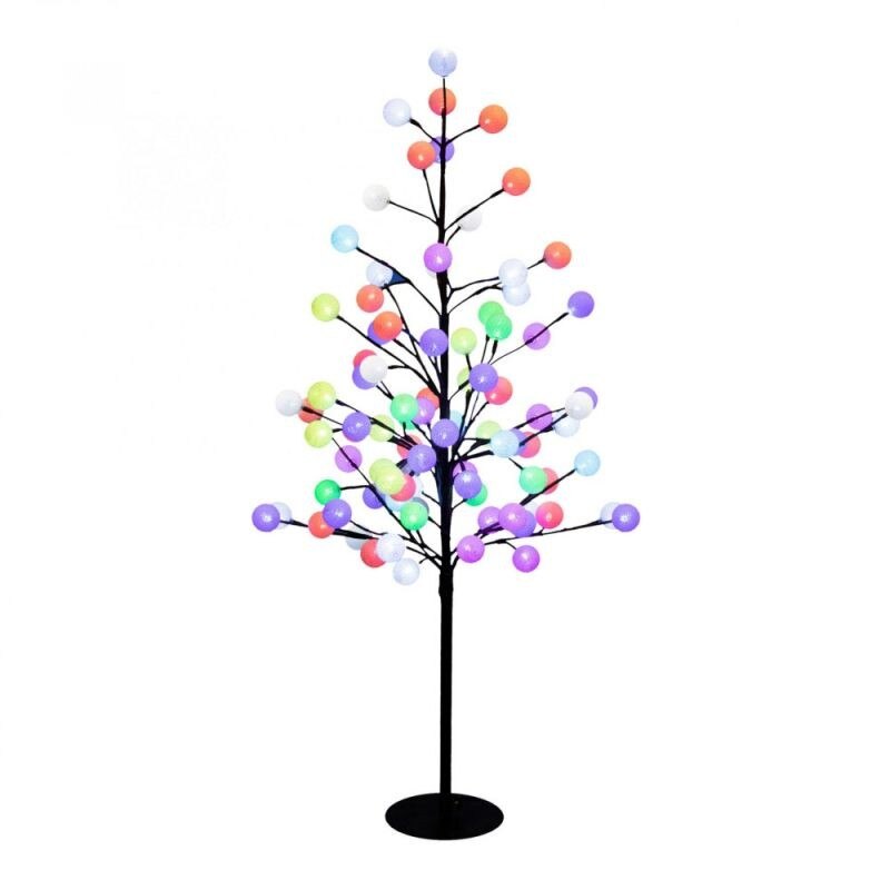 Copac decorativ 100 cm cu globuri bumbac, Home, multicolor, 88 LED-uri RGB, IP44