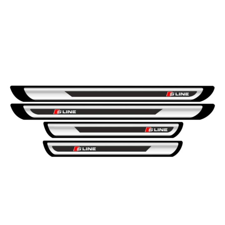Set 4 protectii praguri adezive imitatie Crom Audi S-line
