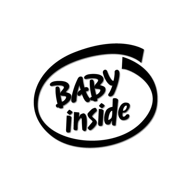 Sticker Auto decorativ- Baby Inside, 12.7x11.5 cm, culoare negru