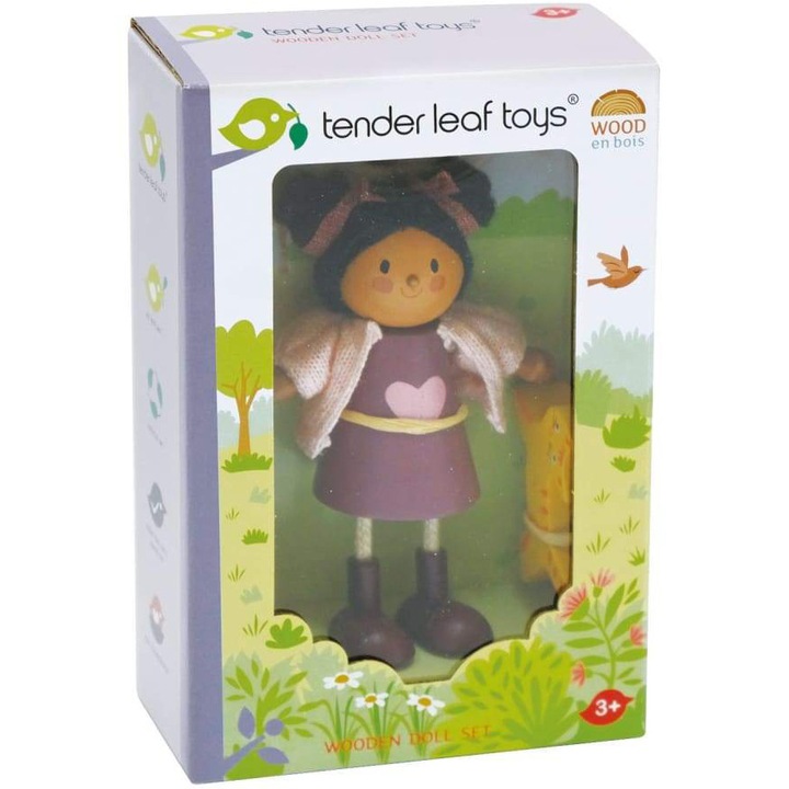 Tender Leaf Toys Fa játékfigurák - Ayana és a kiscica, 12 cm