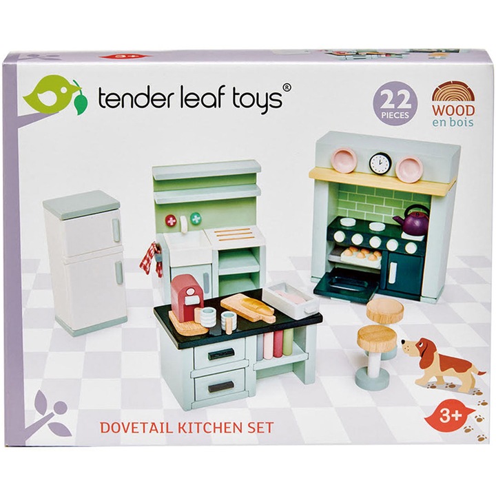 Комплект мебели Tender Leaf Toys - Dovetail, Кухня, Дървен, 22 части