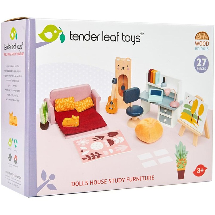 Tender Leaf Toys Fa bútorkészlet - Fantail Hall dolgozószoba, 27 db