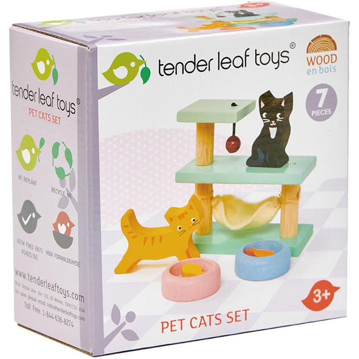 Tender Leaf Toys Fa játékfigura készlet - Kiscicák, 7 darab