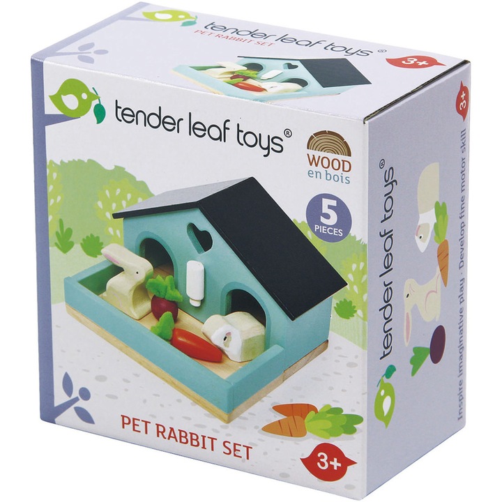 Tender Leaf Toys Fa játékfigura készlet - Nyuszi és tengerimalac, 5 darab