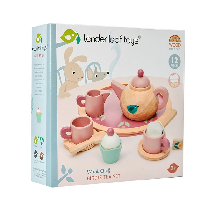 Set de joaca din lemn Tender Leaf Toys - Birdie Tea, 12 piese
