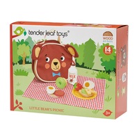 Set de joaca din lemn Tender Leaf Toys - Set complet pentru picnic, Micul urs, 14 piese