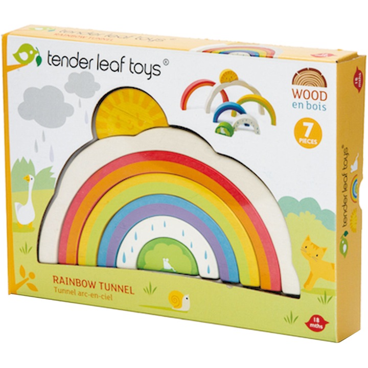 Комплект за игра Tender Leaf Toys - Тунел дъга, Дървен, 7 части