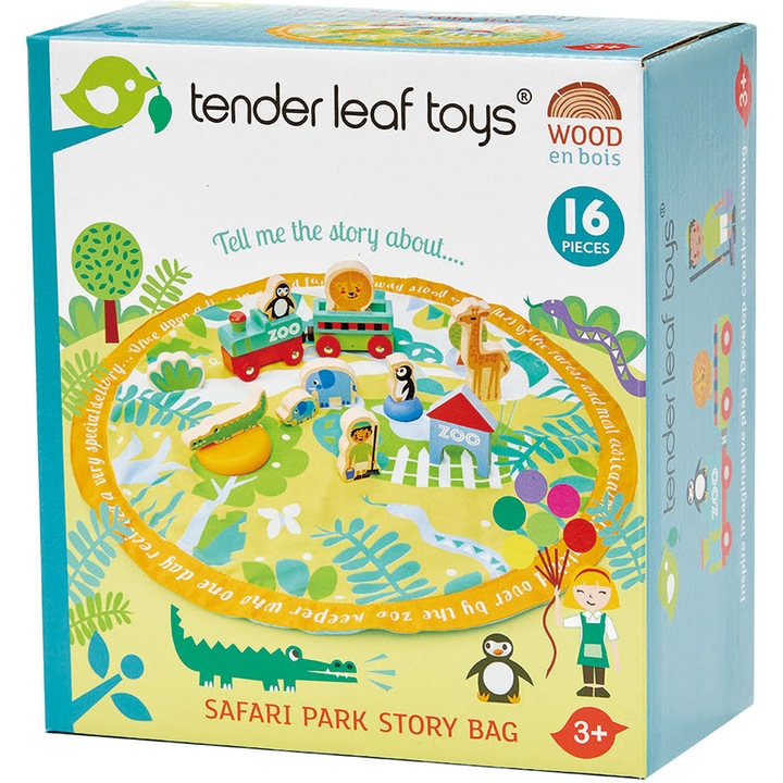 Tender Leaf Toys Fa játékkészlet - Szafari mesék, 16 darab