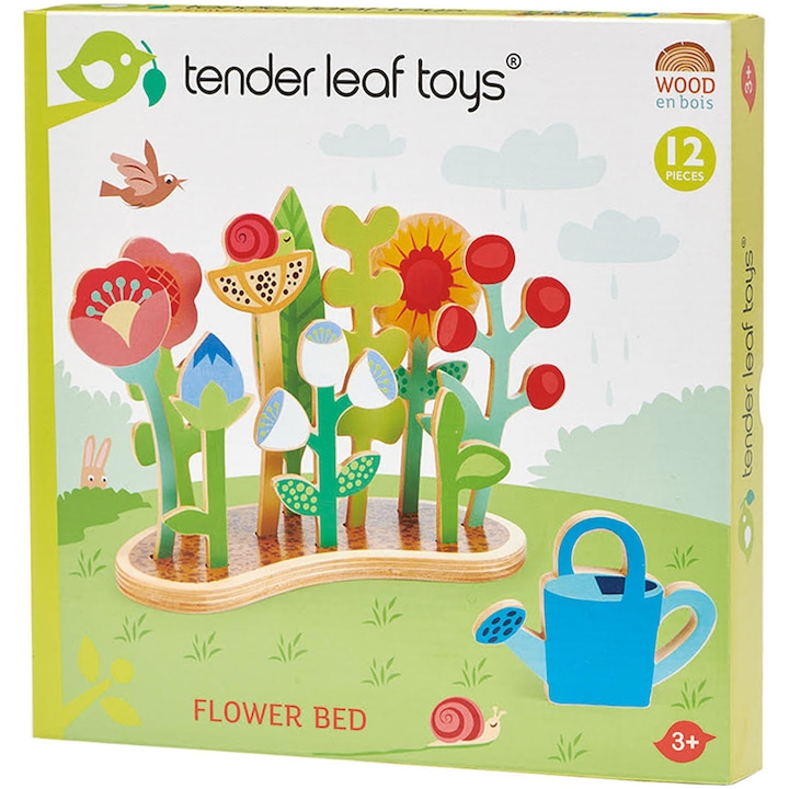 Игрален комплект Tender Leaf Toys - Цветна леха, Дърво, 12 части