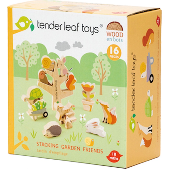 Комплект за игра Tender Leaf Toys - Приятели от градината, Дървен, 16 части