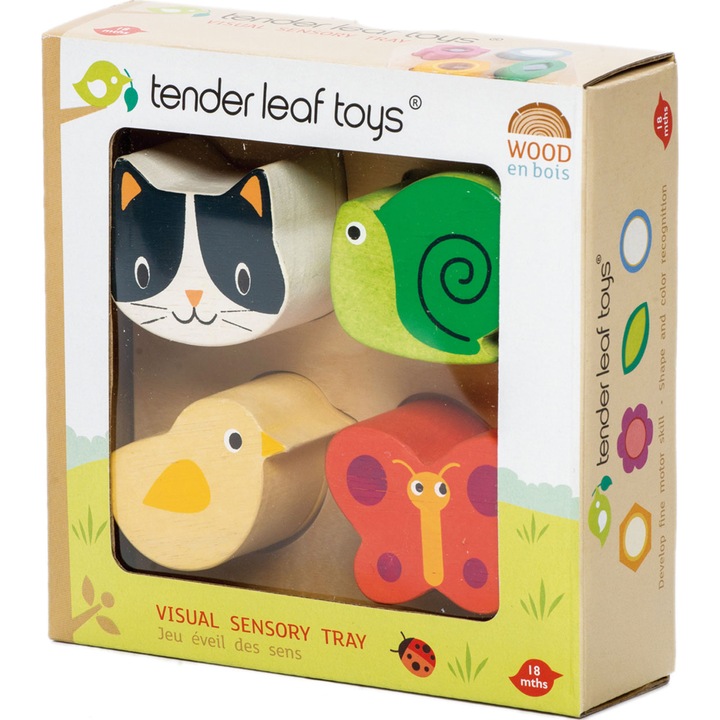 Играчка за сортиране Tender Leaf Toys - Сензорна дъска, Дървена, С тактилни ефекти, 5 части