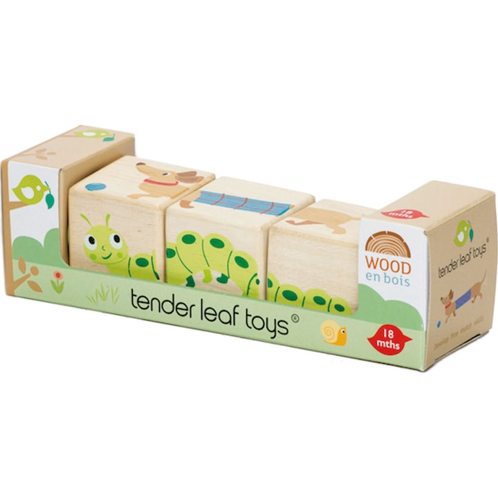 Играчка Tender Leaf Toys - Въртящи се кубчета с животни, Дървена