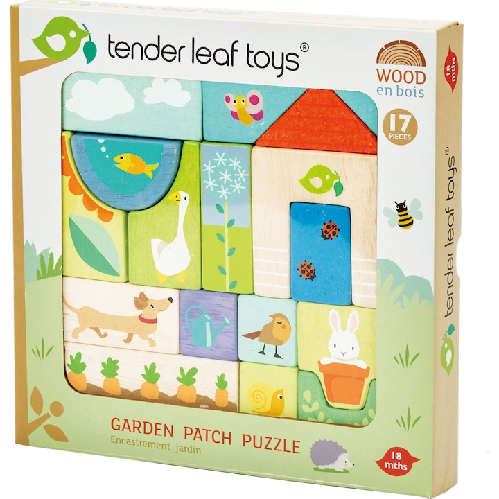 Tender Leaf Toys Garden corner Fa építőkockák, 17 darab