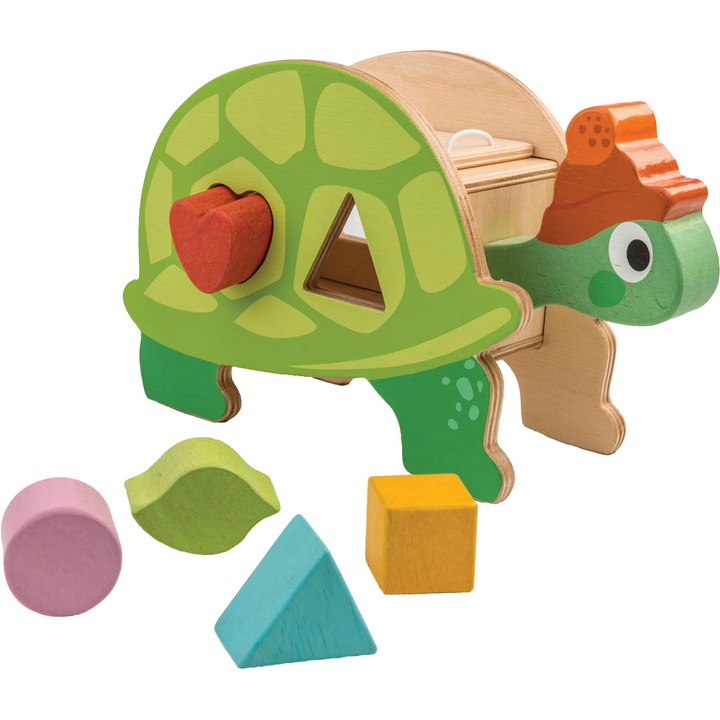 Играчка за сортиране Tender Leaf Toys - Костенурка, Дървена, 6 части