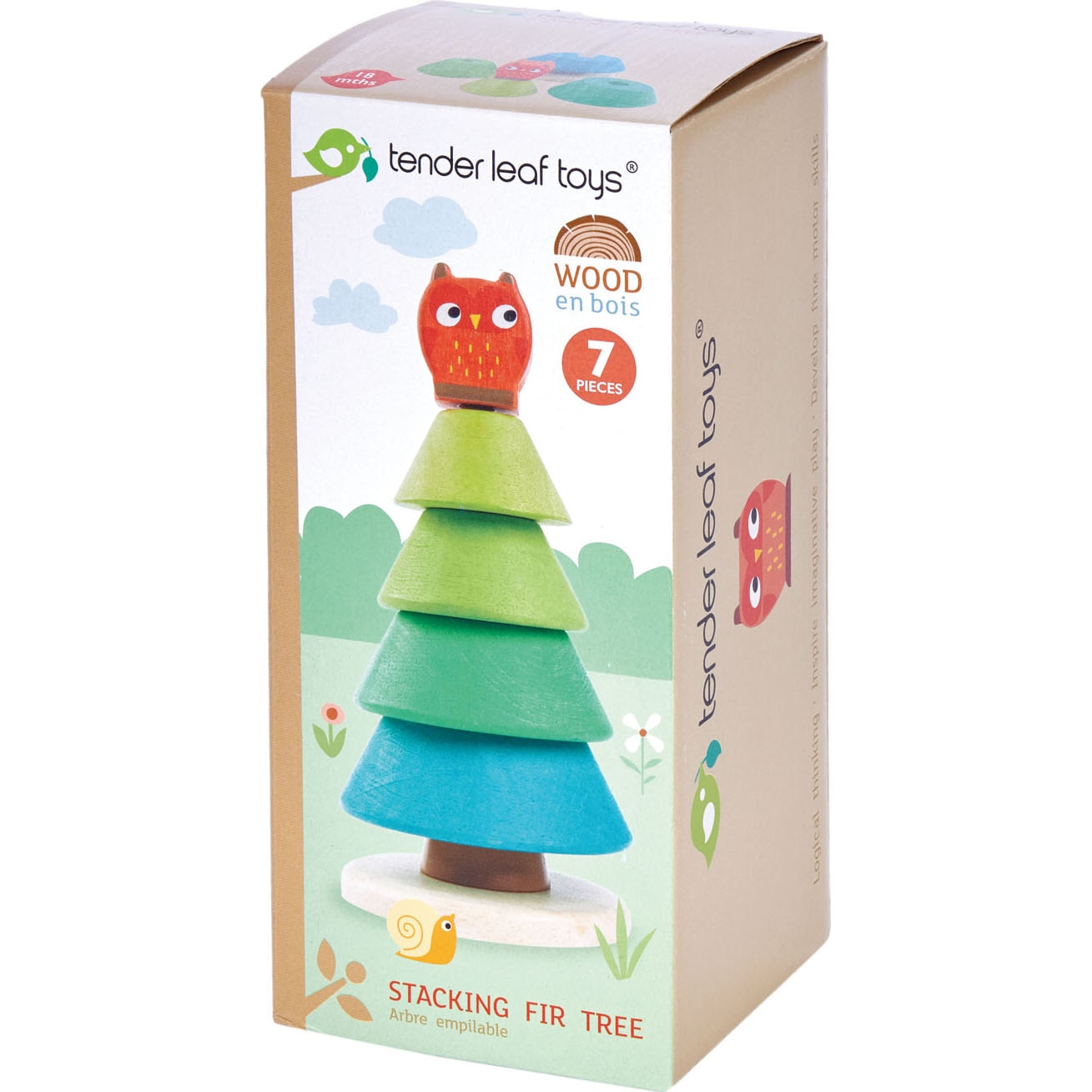 Set de joaca din lemn Tender Leaf Toys - Bradul stivuibil, 7 piese