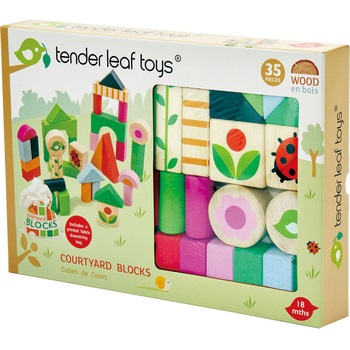 Cuburi din lemn Tender Leaf Toys - Courtyard blocks, 35 piese Cuburi din lemn Tender Leaf Toys - Courtyard blocks, 35 piese