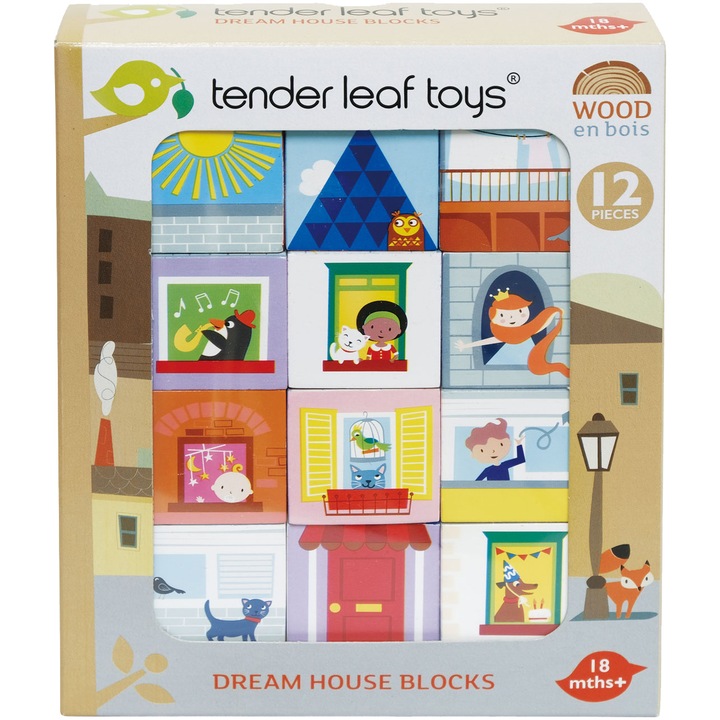 Дървени кубчета Tender Leaf Toys - Къща мечта, 12 части