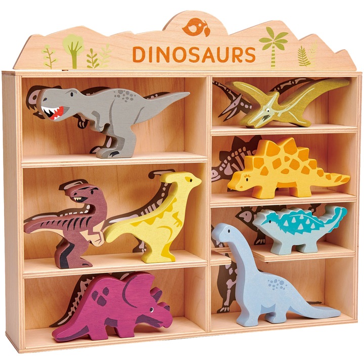 Set 8 figurine din lemn Tender Leaf Toys - Dinozauri
