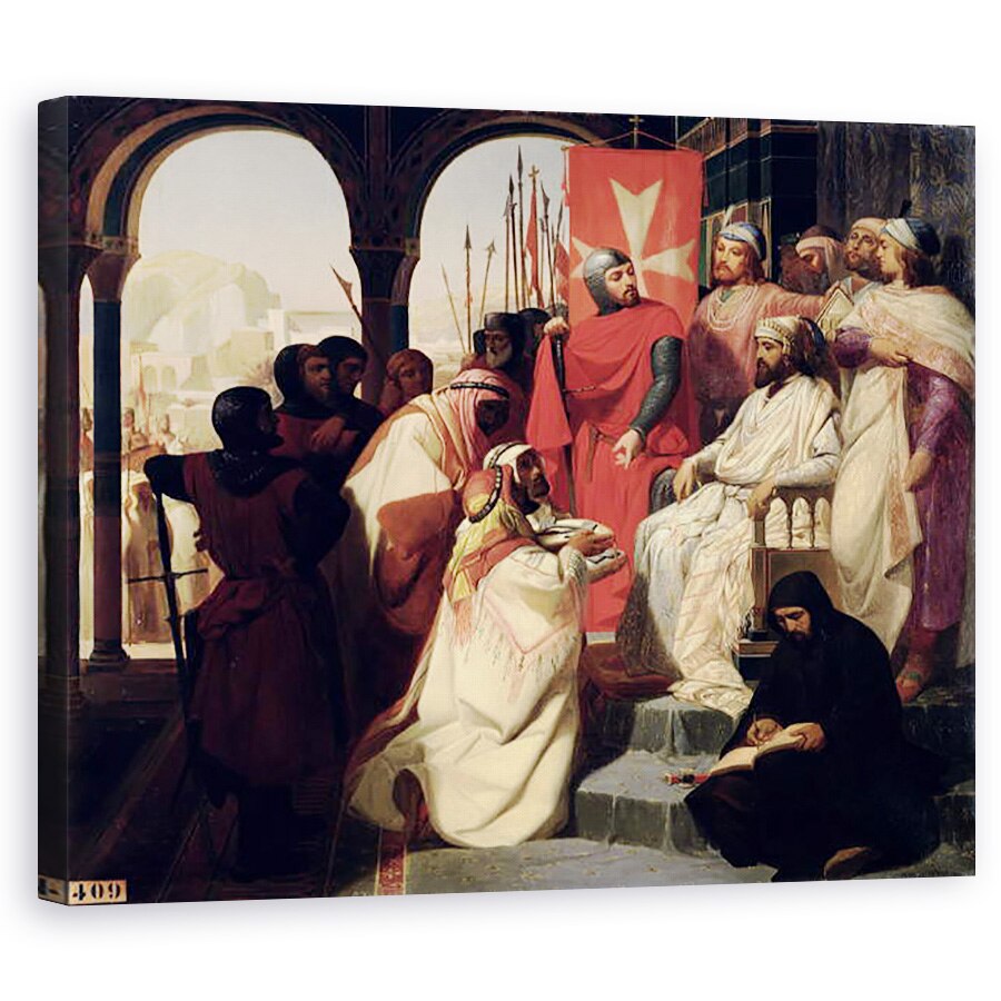 Tablou canvas - Henri Delaborde - Cavalerii Ordinului Sfantului Ioan al Ierusalimului refacerea religiei in Armenia in 1347, 40 x 50 cm