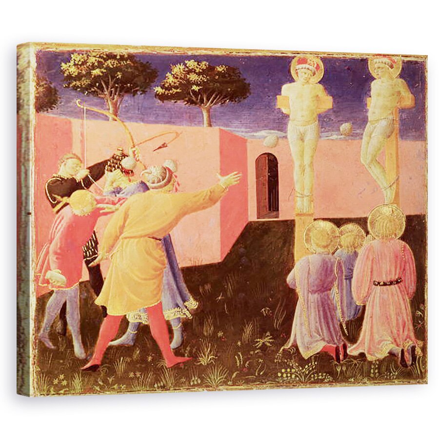 Tablou canvas - Fra Angelico - Rastignirea si aruncarea cu pietre a SS. Cosma si Damian, predella din Altarpiece Annalena, 40 x 50 cm