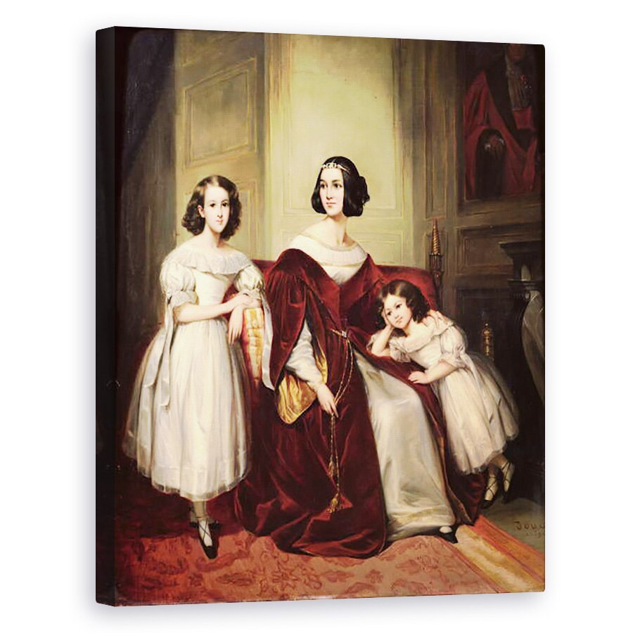 Tablou canvas - Joseph Nicolas Jouy - Madame de Nonjon si cele doua fiice ale ei, 40 x 50 cm