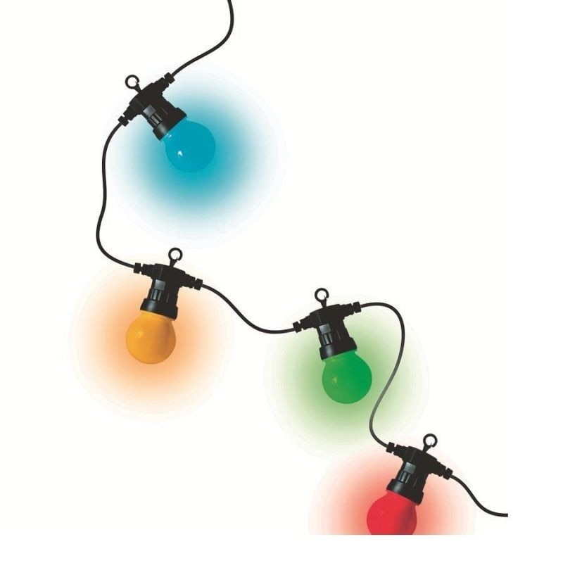 Ghirlanda alba LED, Home, 30 globuri lumina multicolora, 14.5 m, exterior/interior