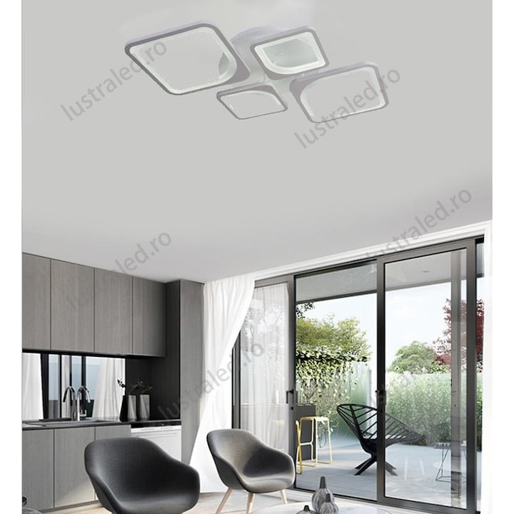 Lustra Led Square Design, telecomanda, intensifica reglabila ,lumina calda, neutra, rece ruihe8829/4
