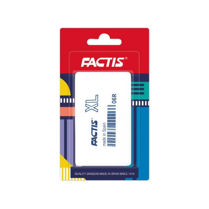 Radiera Dreptunghiulara FACTIS XL, Alba, Cauciuc Sintetic