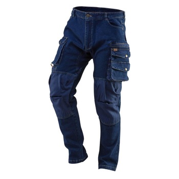 Pantaloni de lucru tip blugi, cu intariri pentru genunchi, model Denim, marimea M/50, NEO Pantaloni de lucru tip blugi, cu intariri pentru genunchi, model Denim, marimea M/50, NEO