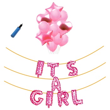Set baloane botez, Its a girl , roz Set baloane botez, Its a girl , roz
