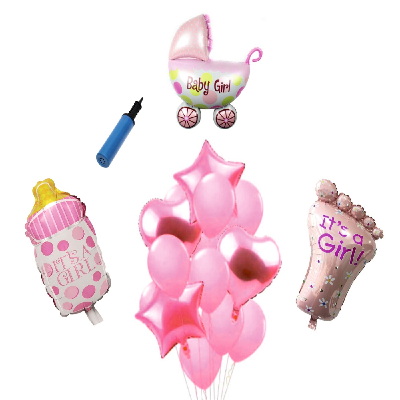 Set baloane folie botez, fetita , roz